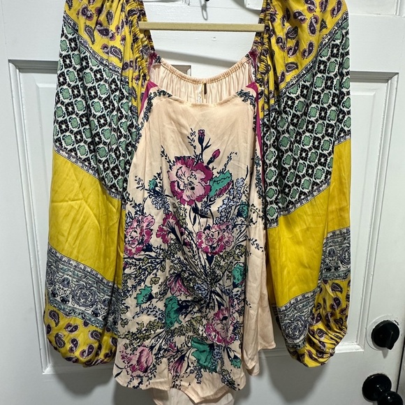 Free People Positano Off Shoulder Blouse XS Asymmetrical Boho Peasant Festival - Picture 4 of 7
